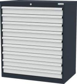 Schubladenschrank B900xT575xH1020 mm RAL7016/7035 9 Schubladen Produktbild