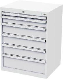 Schubladenschrank B700xT575xH920 mm RAL 7035/7035 6 Schubladen Produktbild