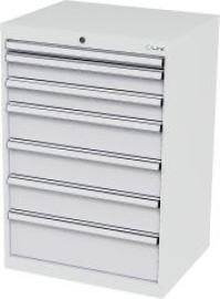 Schubladenschrank B700xT575xH1020 mm RAL7035/7035 7 Schubladen Produktbild
