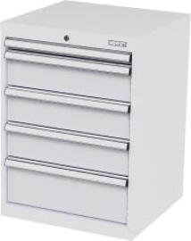 Schubladenschrank B600xT575xH820 mm RAL7035/7035 5 Schubladen Produktbild