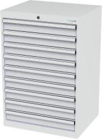 Schubladenschrank B700xT575xH1020 mm RAL7035/7035 9 Schubladen Produktbild