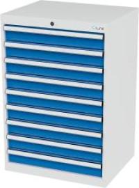 Schubladenschrank B700xT575xH1020 mm RAL7035/5012 9 Schubladen Produktbild