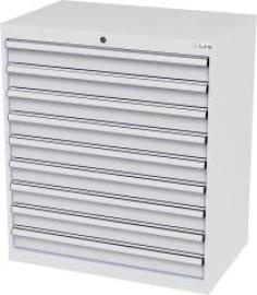 Schubladenschrank B900xT575xH1020 mm RAL7035/7035 9 Schubladen Produktbild