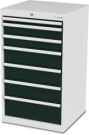 Schubladenschrank B600xT575xH1020 mm RAL 7035/7016 7 Schubladen Produktbild