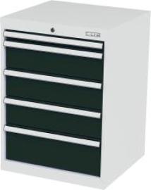 Schubladenschrank B600xT575xH820 mm RAL7035/7016 5 Schubladen Produktbild