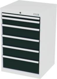 Schubladenschrank B600xT575xH920 mm RAL 7035/7016 6 Schubladen Produktbild