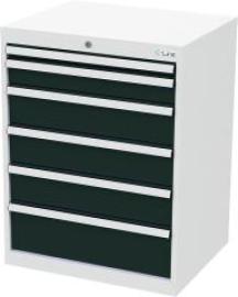 Schubladenschrank B700xT575xH920 mm RAL 7035/7016 6 Schubladen Produktbild