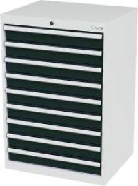 Schubladenschrank B700xT575xH1020 mm RAL7035/7016 9 Schubladen Produktbild