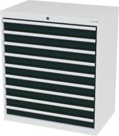 Schubladenschrank B900xT575xH1020 mm RAL7035/7016 9 Schubladen Produktbild