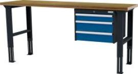 Arbeitstisch höhenvers. mit 3 Schubladen B2000xT600xH760-1060 mm RAL 7016/5010 Buche MP Produktbild