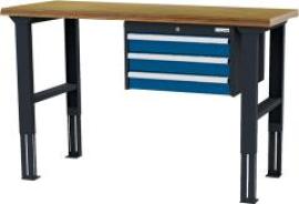 Arbeitstisch höhenvers. mit 3 Schubladen B1500xT600xH760-1060 mm RAL 7016/5010 Buche MP Produktbild