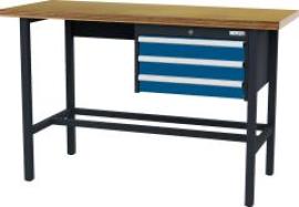 Arbeitstisch mit 3 Schubladen B1500xT600xH960 mm RAL 7016/5010 Buche MP Produktbild