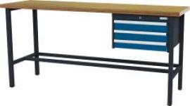 Arbeitstisch mit 3 Schubladen B2000xT600xH960 mm RAL 7016/5010 Buche MP Produktbild