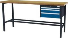 Arbeitstisch mit 3 Schubladen B2000xT600xH960 mm RAL 7016/5010 Buche MP Produktbild