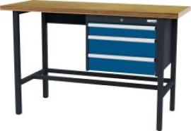 Arbeitstisch mit 3 Schubladen B1500xT600xH960 mm RAL 7016/5010 Buche MP Produktbild