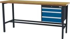 Arbeitstisch mit 3 Schubladen B2000xT600xH960 mm RAL 7016/5010 Buche MP Produktbild