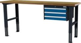 Arbeitstisch höhenvers. mit 3 Schubladen B2000xT600xH760-1060 mm RAL 7016/5010 Buche MP Produktbild