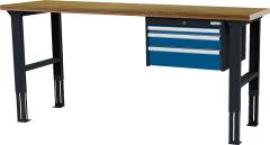 Arbeitstisch höhenvers. mit 3 Schubladen B2000xT600xH760-1060 mm RAL 7016/5010 Buche MP Produktbild