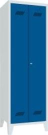 Kleider-/Wäscheschrank Trennwand, 4 Böden auf Füßen RAL 7035/5010 B600xT500xH1850mm Produktbild