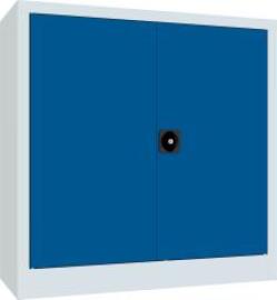 Flügeltürenschrank 2 Einlegeböden a 80kg RAL 7035/5010 B1000xT400xH1000mm Produktbild