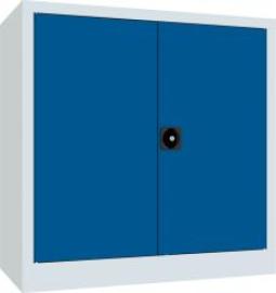 Flügeltürenschrank 2 Einlegeböden a 80kg RAL 7035/5010 B1200xT400xH1000mm Produktbild