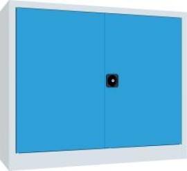 Flügeltürenschrank 2 Einlegeböden a 80kg RAL 7035/5012 B1200xT400xH1000mm Produktbild