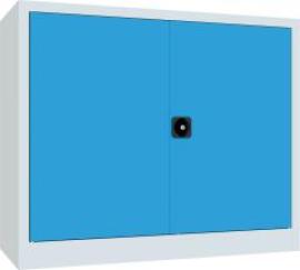 Flügeltürenschrank 2 Einlegeböden a 80kg RAL 7035/5012 B1200xT500xH1000mm Produktbild