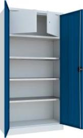 Wertfachschrank mit Schloss, 3 Böden RAL 7035/5010 B1000xT400xH1950mm Produktbild