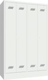 Garderobenschrank 4 Abteile, 300mm auf Sockel RAL 7035 B1170xT500xH1850mm Produktbild