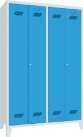 Garderobenschrank 4 Abteile, 300mm auf Füßen RAL 7035/5012 B1170xT500xH1850mm Produktbild