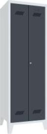 Garderobenschrank 2 Abteile, 300mm auf Füßen RAL 7035/7016 B600xT500xH1850mm Produktbild