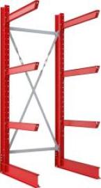 Kragarmregal Grundfeld T1200xH3500mm 3 Kragarmebenen 1-seitig, RAL 3000 Produktbild
