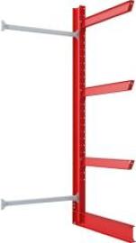 Kragarmregal Anbaufeld T1200xH3500mm 3 Kragarmebenen 1-seitig, RAL 3000 Produktbild