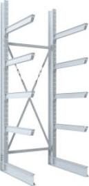 Kragarmregal Grundfeld T1200xH4200mm 4 Kragarmebenen 1-seitig, feuerverzinkt Produktbild