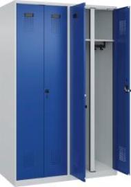 S/W-Gard.-Schrank EVOLO bodenstehend RAL 7035/5010, 4 Abteile B1200xT500xH1850mm Produktbild