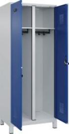 S/W-Gard.-Schrank EVOLO mit 100 mm hohen Füßen RAL 7035/5010, 2 Abteile B800xT500xH1950mm Produktbild