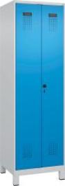 S/W-Gard.-Schrank EVOLO mit 100 mm hohen Füßen RAL 7035/5012, 2 Abteile B600xT500xH1950mm Produktbild