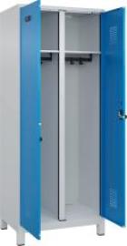 S/W-Gard.-Schrank EVOLO mit 100 mm hohen Füßen RAL 7035/5012, 2 Abteile B800xT500xH1950mm Produktbild