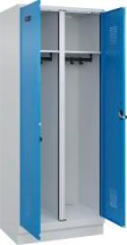 S/W-Gard.-Schrank EVOLO mit 100 mm hohem Sockel RAL 7035/5012, 2 Abteile B800xT500xH1950mm Produktbild