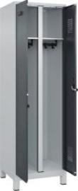 S/W-Gard.-Schrank EVOLO mit 100 mm hohen Füßen RAL 7035/7016, 2 Abteile B600xT500xH1950mm Produktbild