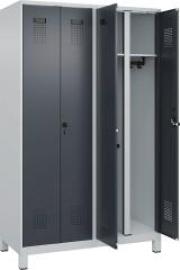 S/W-Gard.-Schrank EVOLO mit 100 mm hohen Füßen RAL 7035/7016, 4 Abteile B1200xT500xH1950mm Produktbild