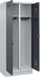 S/W-Gard.-Schrank EVOLO mit 100 mm hohem Sockel RAL 7035/7016, 2 Abteile B800xT500xH1950mm Produktbild