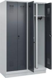 S/W-Gard.-Schrank EVOLO mit 100 mm hohem Sockel RAL 7035/7016, 4 Abteile B1200xT500xH1950mm Produktbild