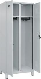 S/W-Gard.-Schrank EVOLO mit 100 mm hohen Füßen RAL 7035/7035, 2 Abteile B800xT500xH1950mm Produktbild