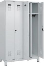 S/W-Gard.-Schrank EVOLO mit 100 mm hohen Füßen RAL 7035/7035, 4 Abteile B1200xT500xH1950mm Produktbild