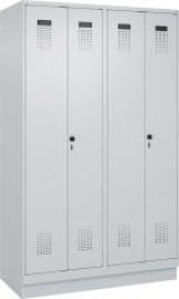 S/W-Gard.-Schrank EVOLO mit 100 mm hohem Sockel RAL 7035/7035, 4 Abteile B1200xT500xH1950mm Produktbild