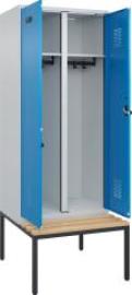 S/W-Gard.-Schrank EVOLO mit untergeb. Sitzbank RAL 7035/5012, 2 Abteile B800xT500xH2120mm Produktbild