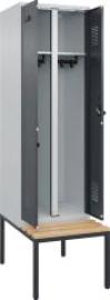 S/W-Gard.-Schrank EVOLO mit untergeb. Sitzbank RAL 7035/7016, 2 Abteile B600xT500xH2120mm Produktbild