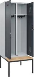 S/W-Gard.-Schrank EVOLO mit untergeb. Sitzbank RAL 7035/7016, 2 Abteile B800xT500xH2120mm Produktbild