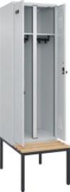 S/W-Gard.-Schrank EVOLO mit untergeb. Sitzbank RAL 7035/7035, 2 Abteile B600xT500xH2120mm Produktbild